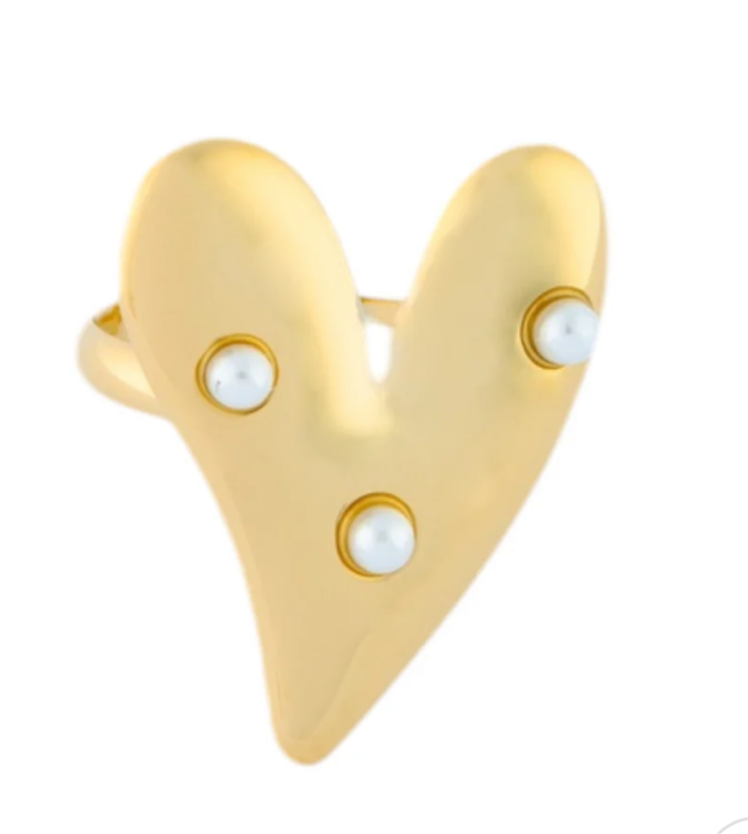 Hartjes parel ring - goud