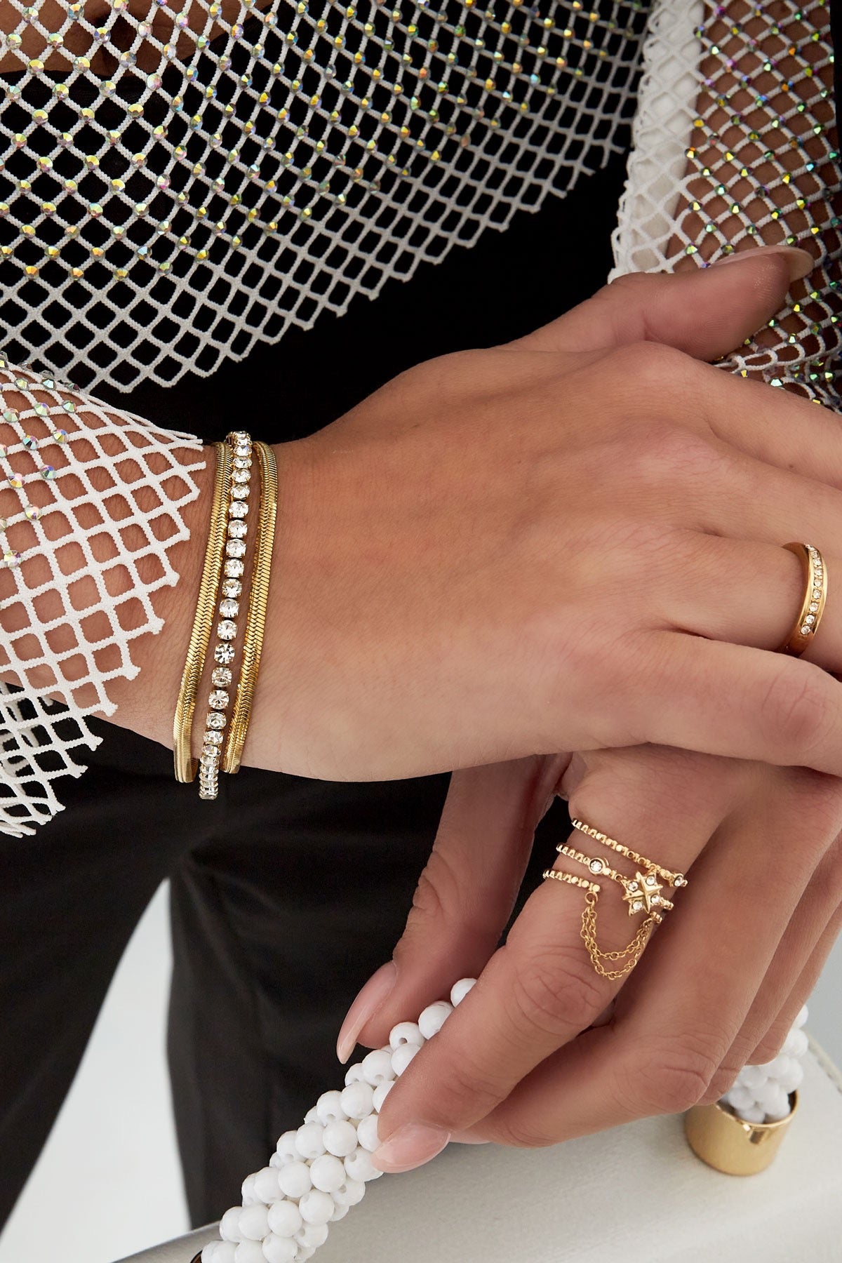 Speels met bling armband - goud