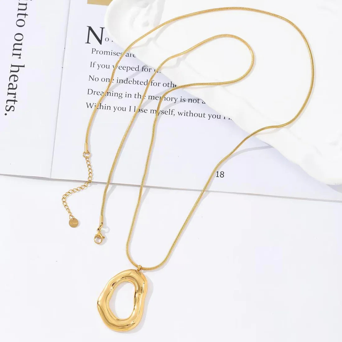 Open ovale lange ketting - goud