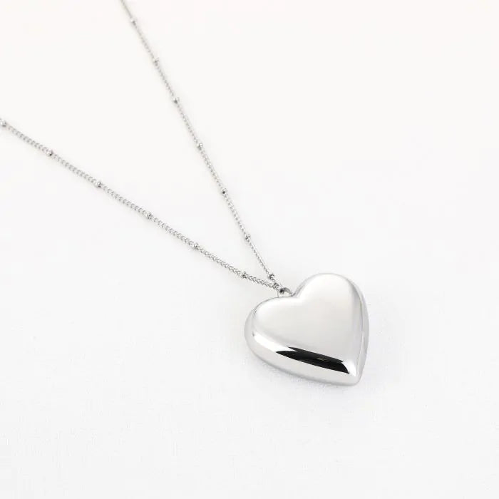 Lange ketting met hart - zilver