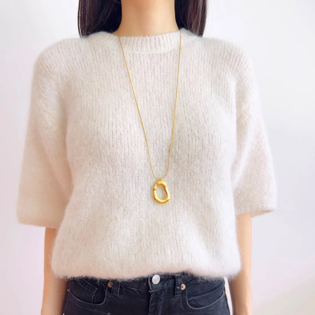 Open ovale lange ketting - goud