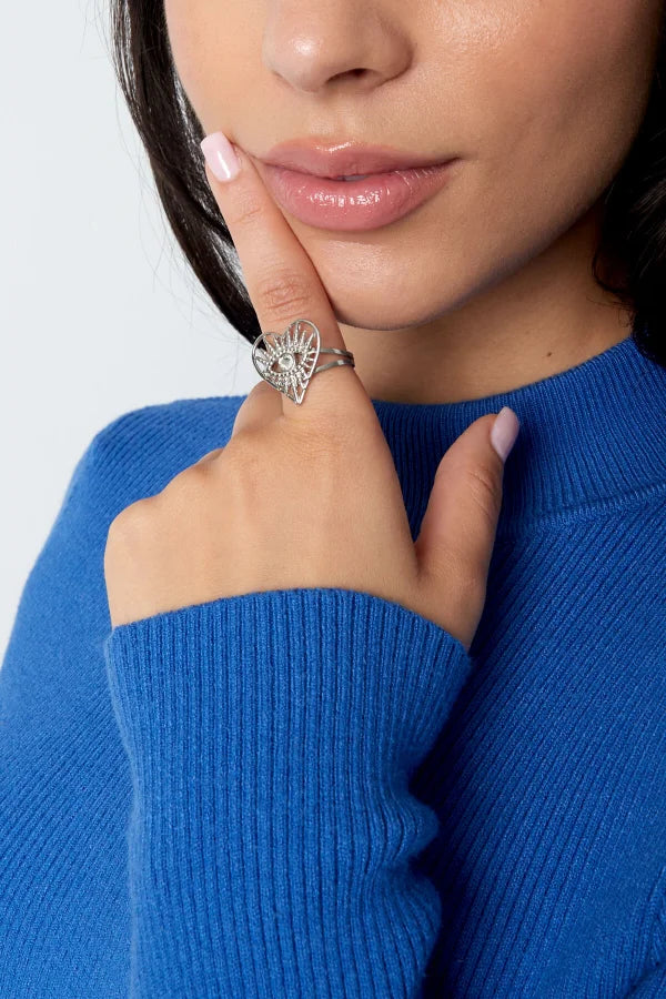 Eye heart ring - zilver
