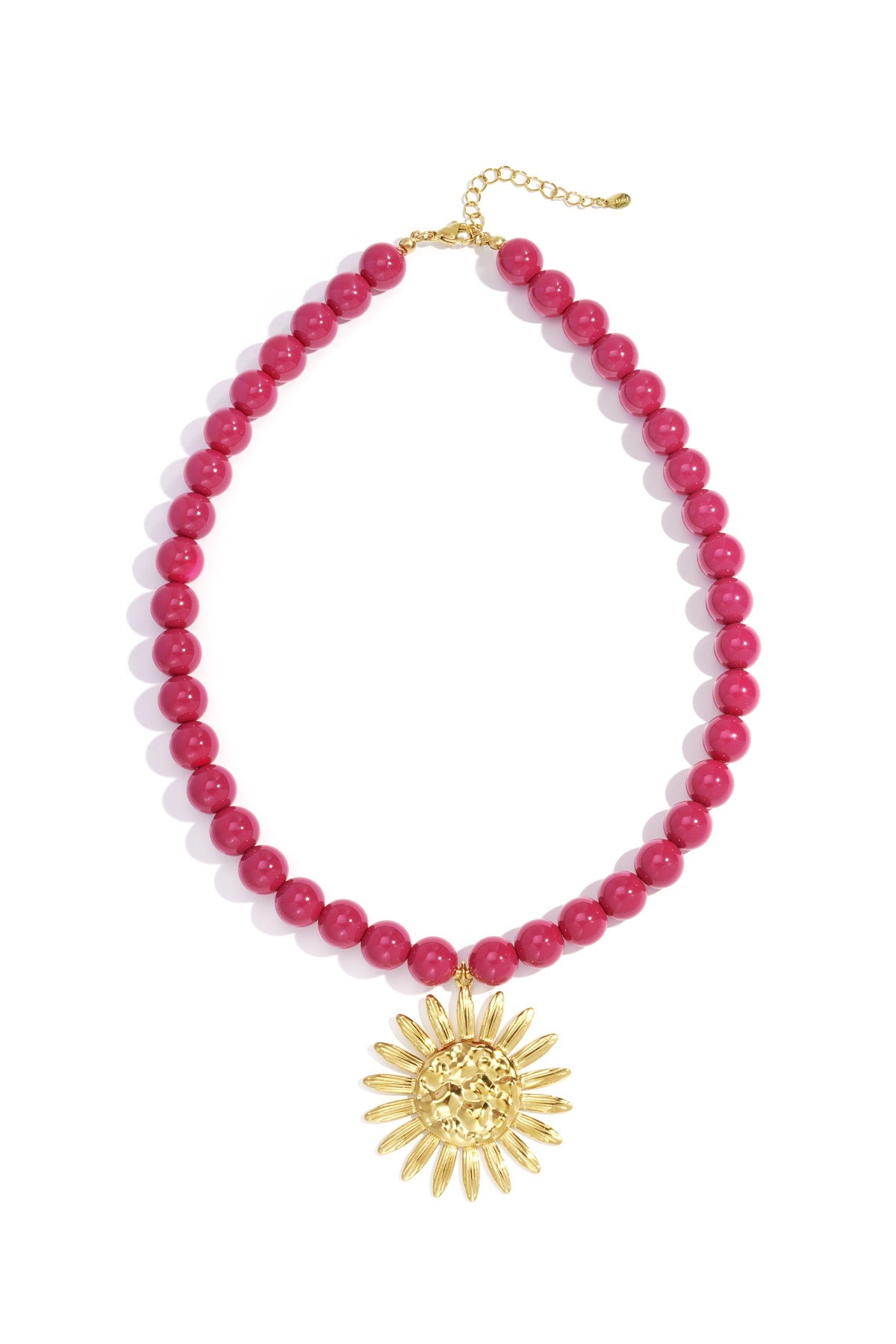 Bloemen kralen ketting - roze/rood