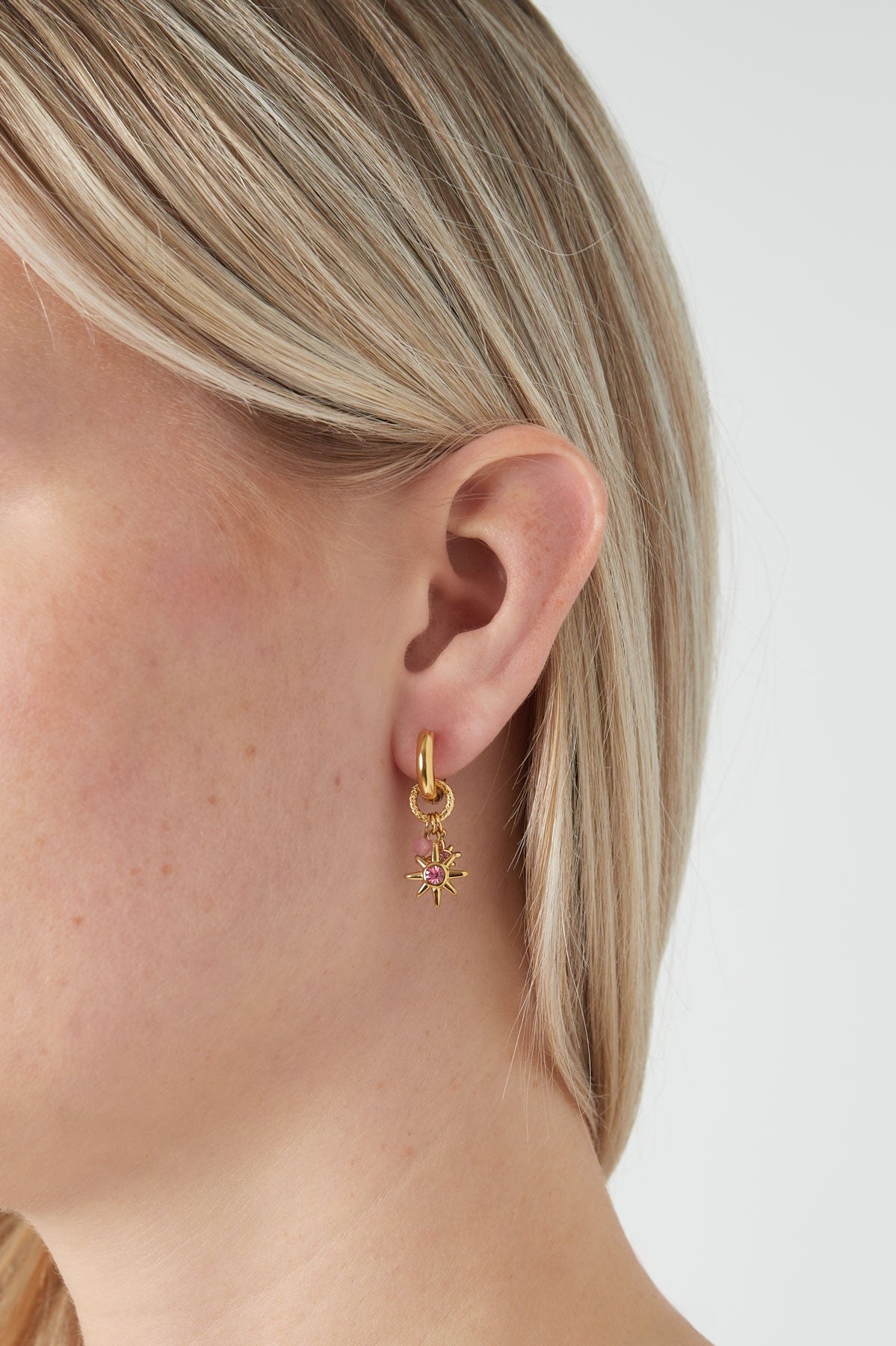 Pink starlight oorbellen - goud