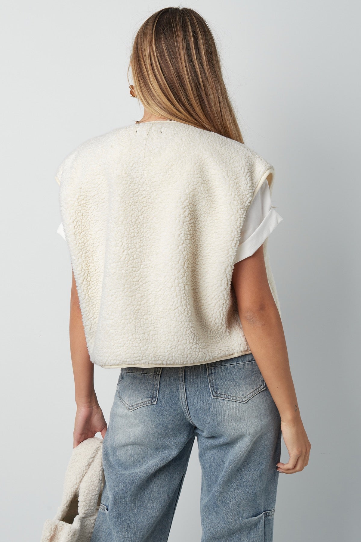 Fluffy Teddy gilet - gebroken wit