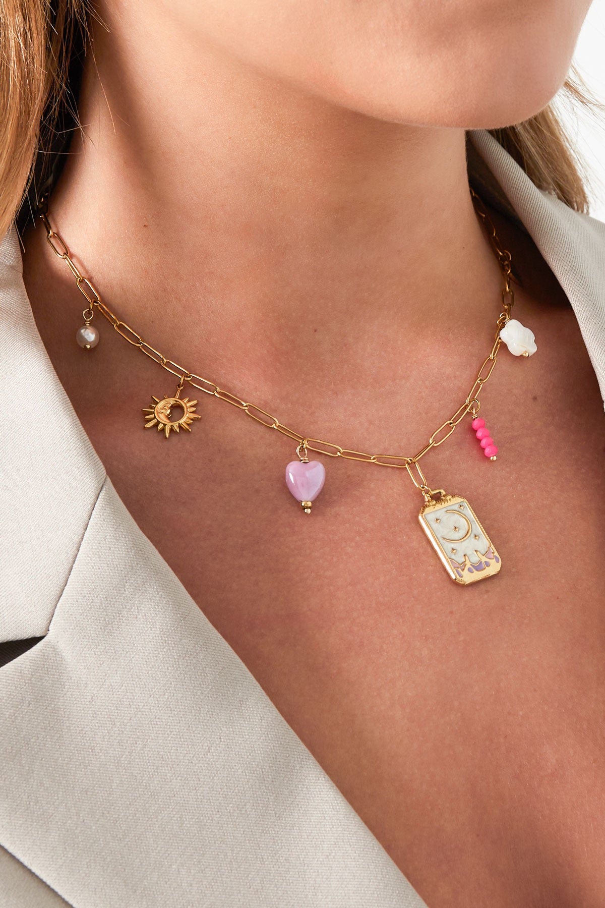 Tiny moon bedelketting - goud