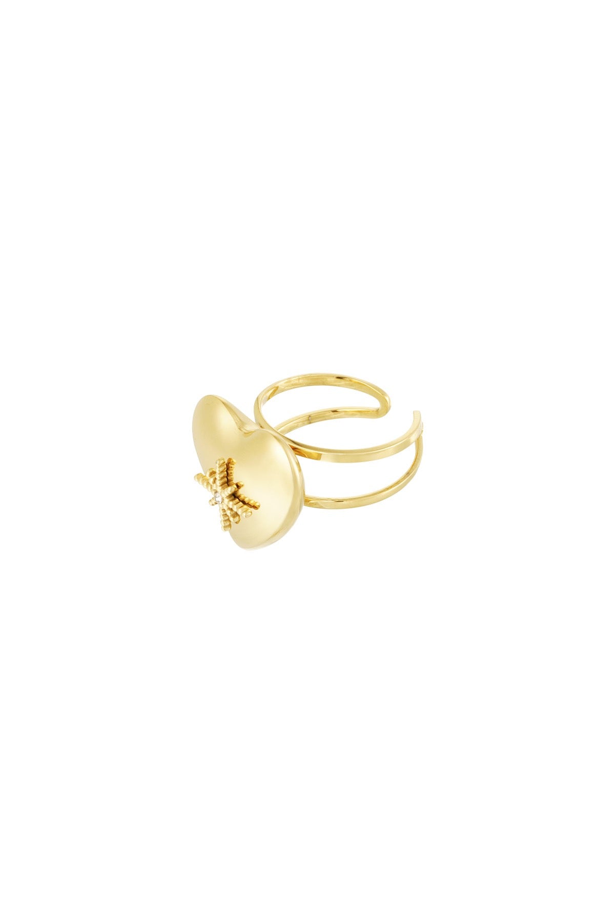 Groot hart met stenen ring - goud
