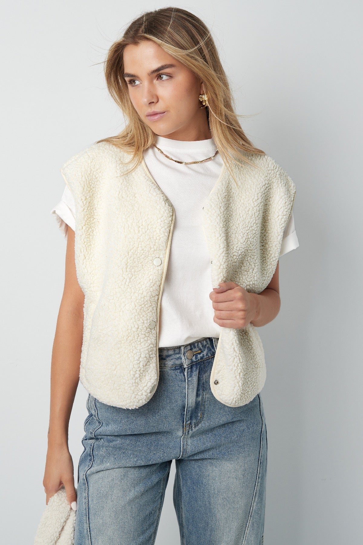 Fluffy Teddy gilet - gebroken wit