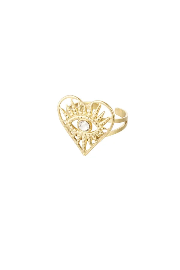 Eye heart ring - goud