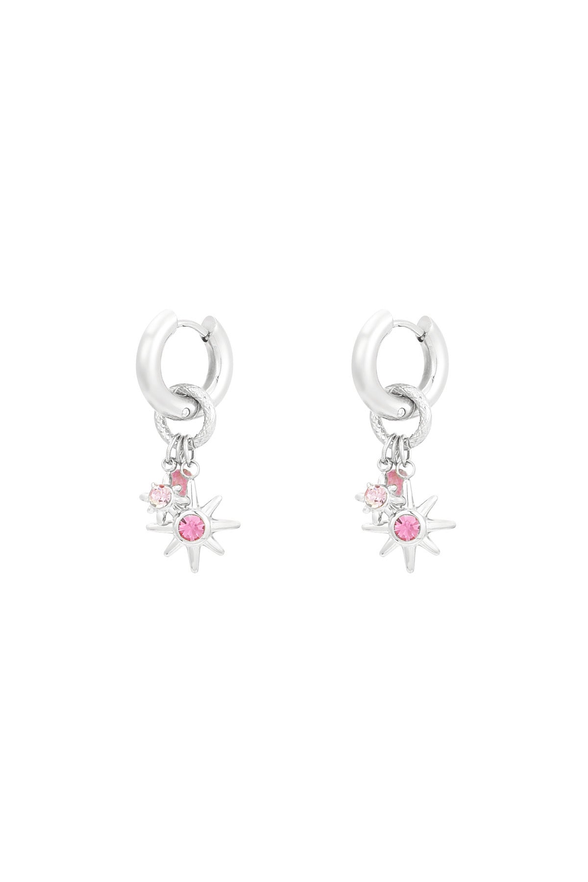 Pink starlight oorbellen - zilver