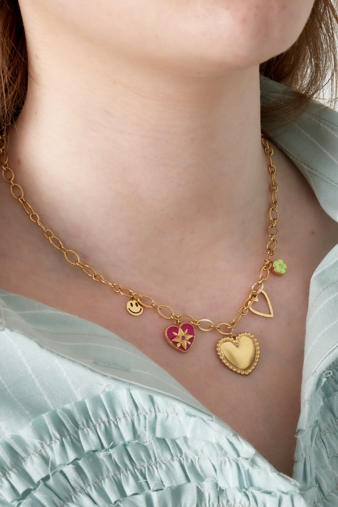 Hart casual bedelketting - goud