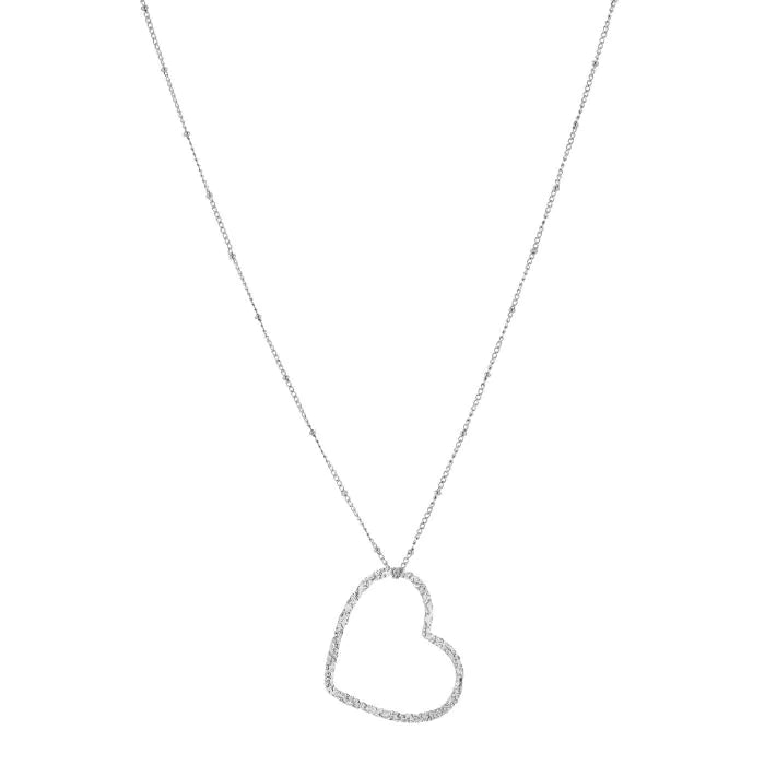 Lange ketting met xl hart - zilver