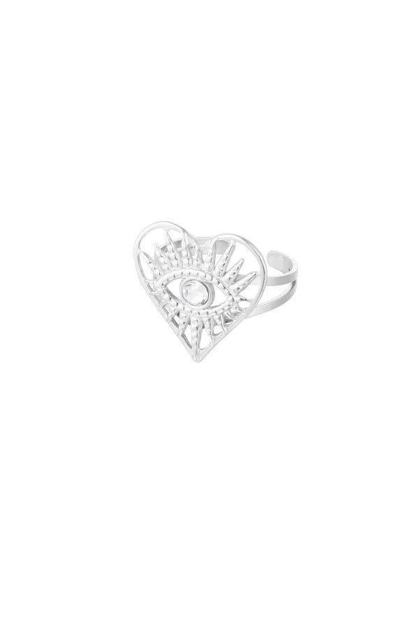 Eye heart ring - zilver