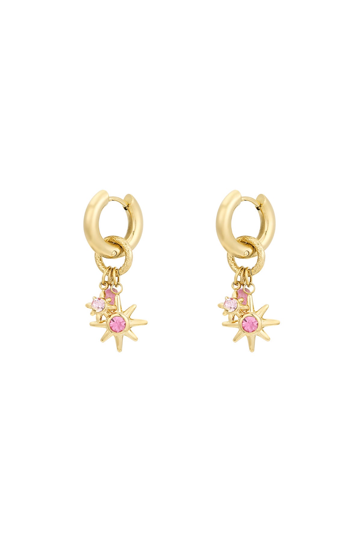Pink starlight oorbellen - goud