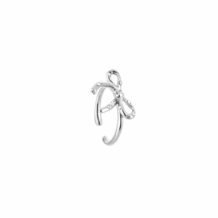 Glitter strikje ring - zilver