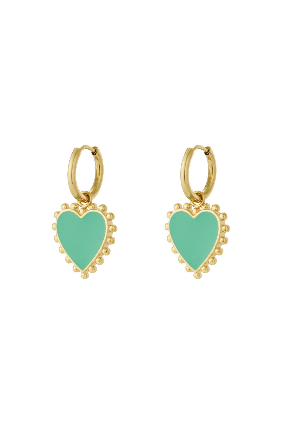 Funky hart oorbellen- green goud