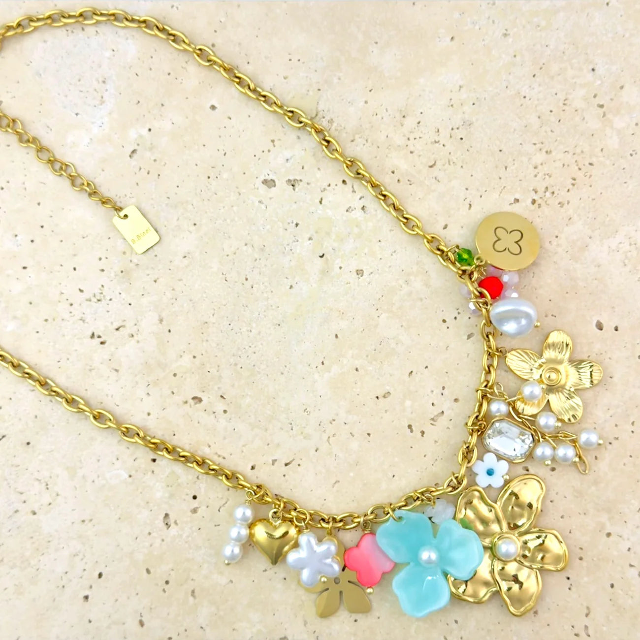 Flowery bedelketting - goud