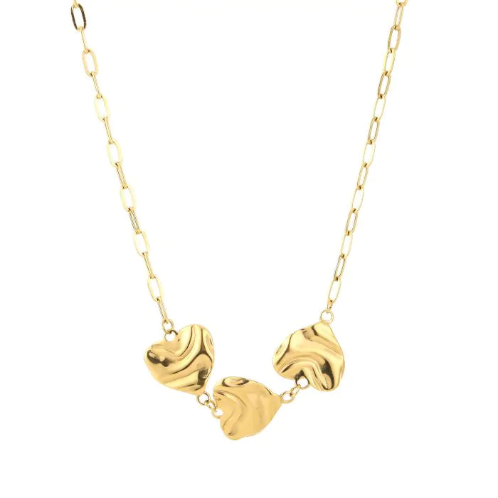 3 hearts ketting - goud