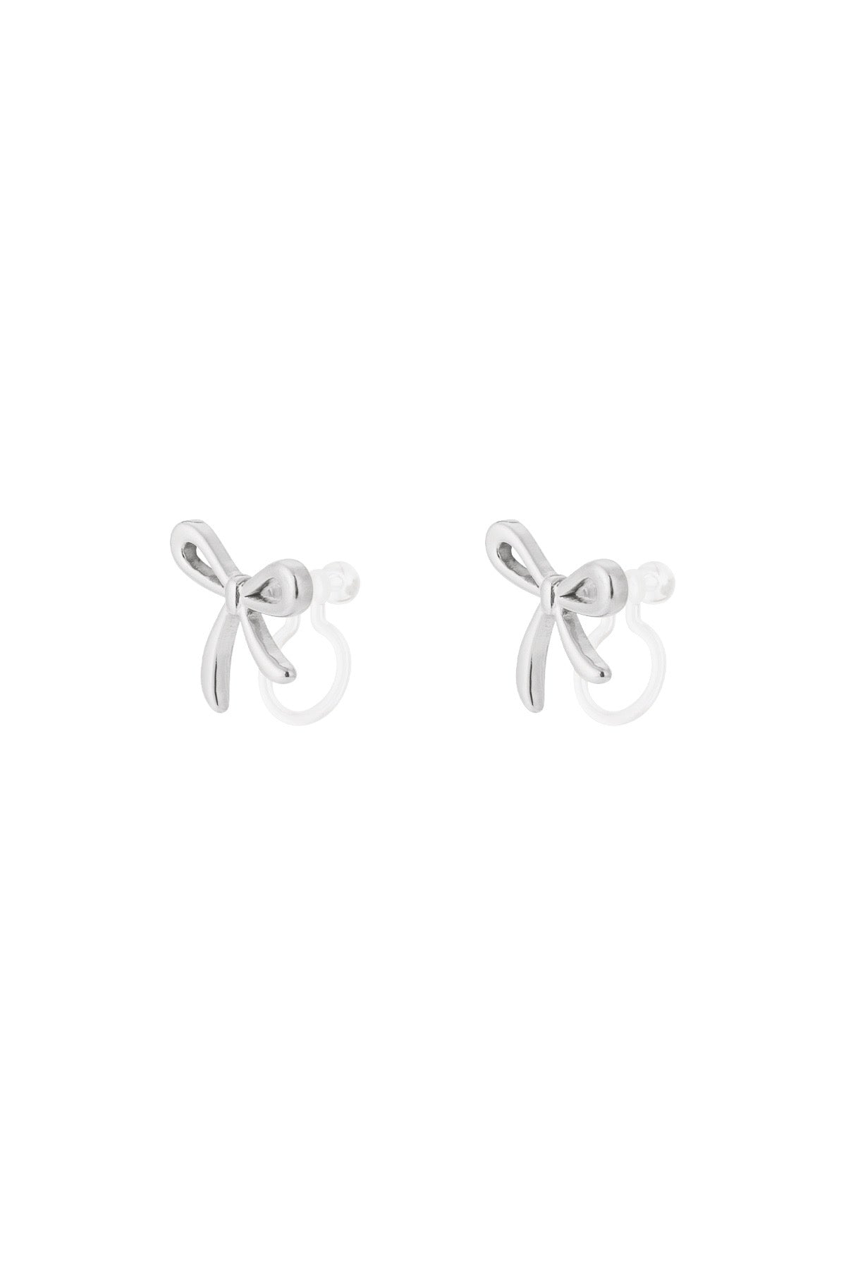 Strik clip oorbellen - zilver