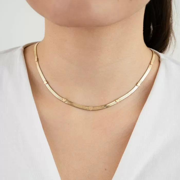Snake ketting met hartjes - goud