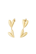 Double hearts oorbellen - goud
