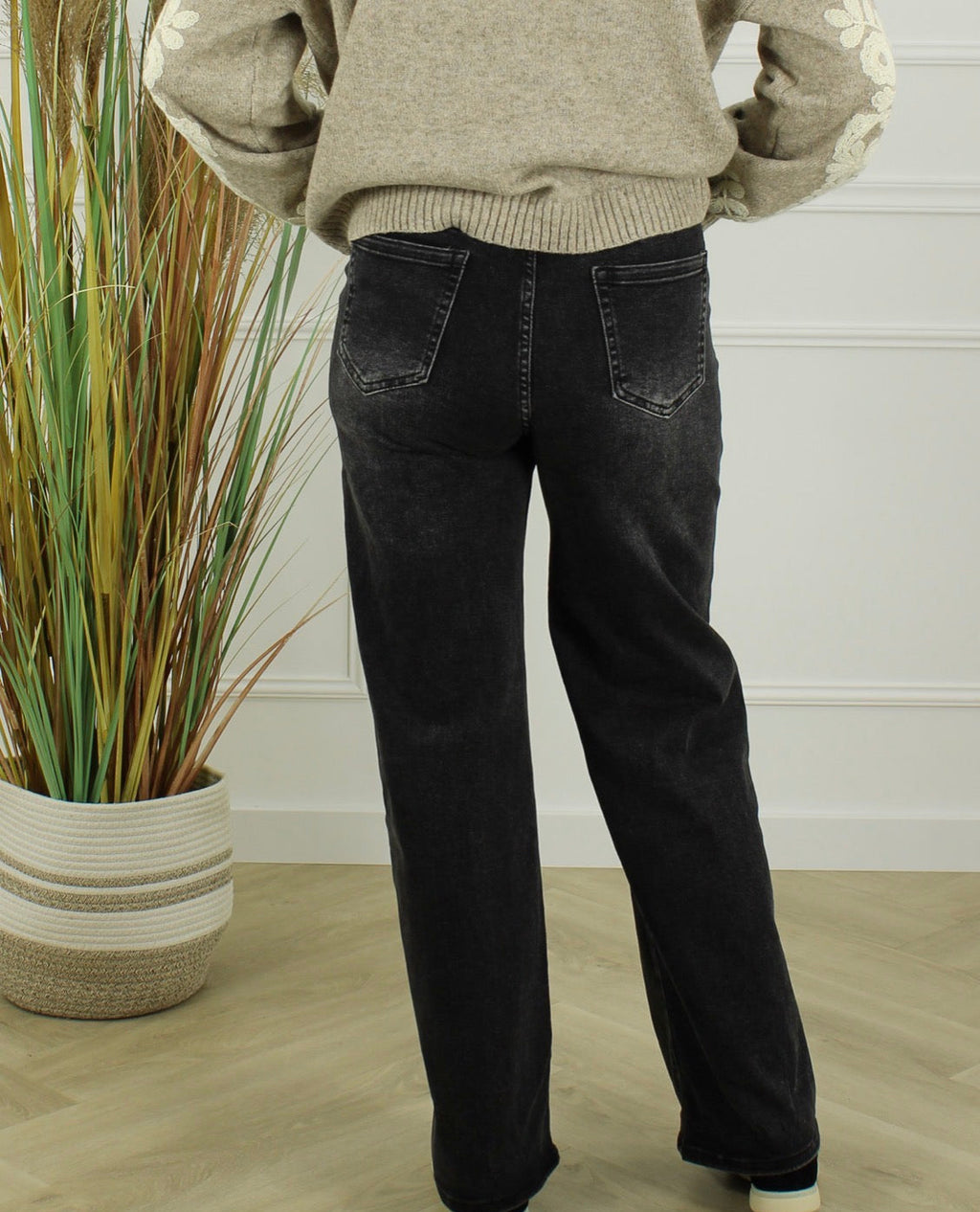 G-Smack Wide Leg Jeans – Washed Zwart