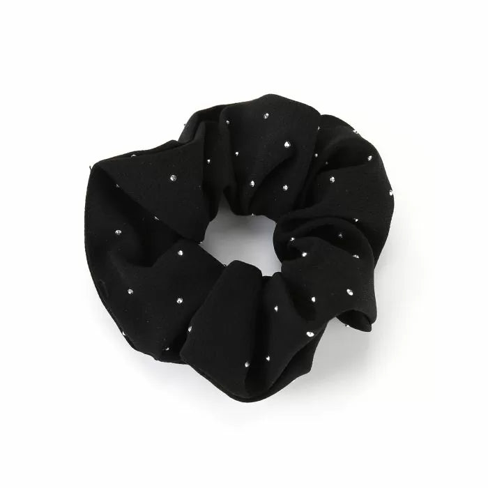 Scrunchie met strass - zwart