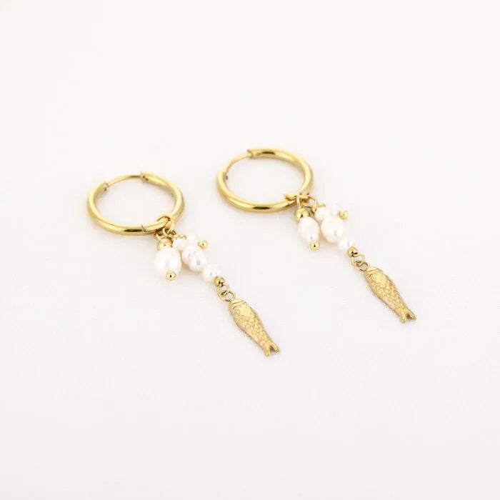 Visjes parel oorbellen - goud