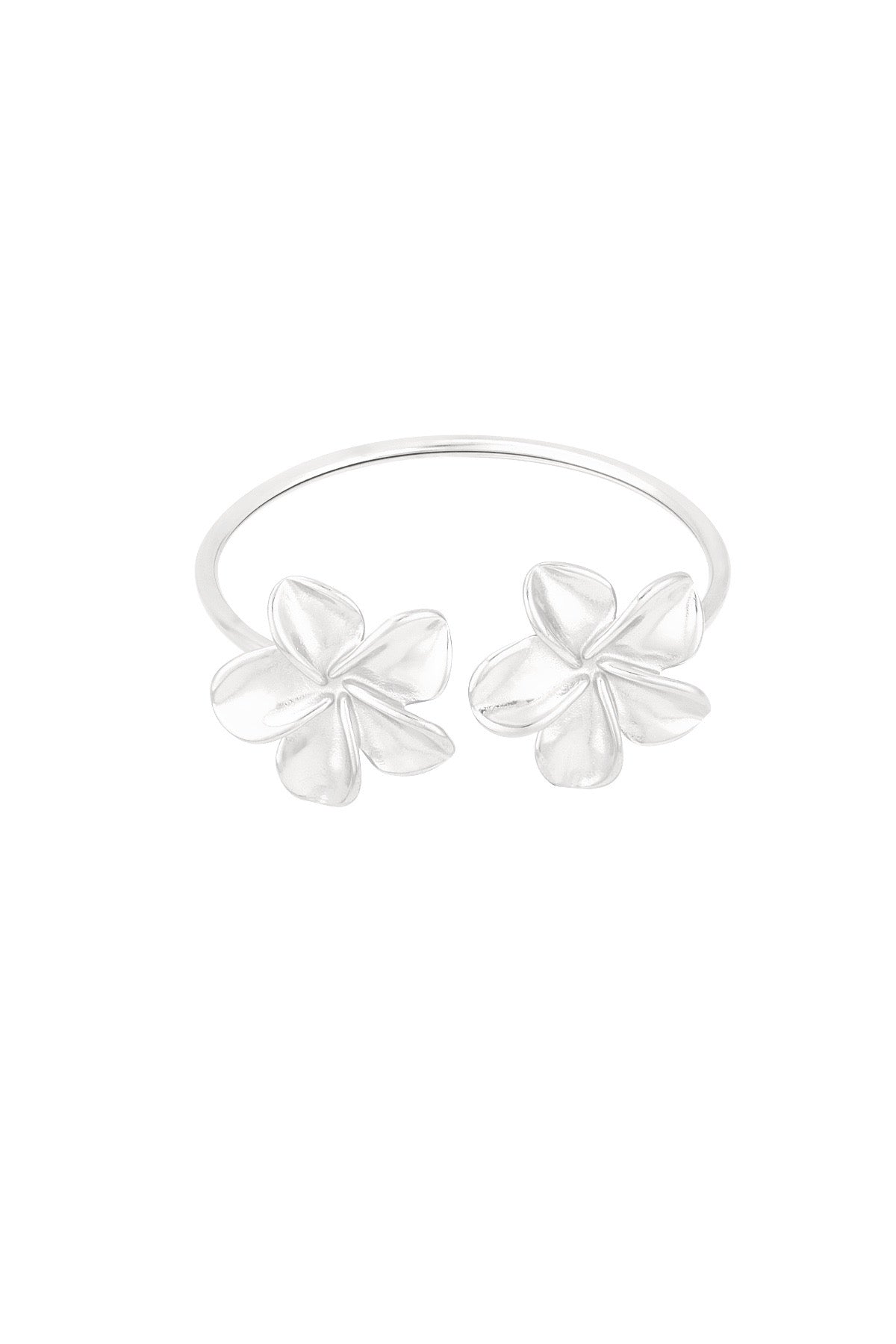 Flower duo armband - zilver