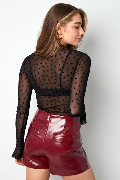 Doorschijnende love top - zwart