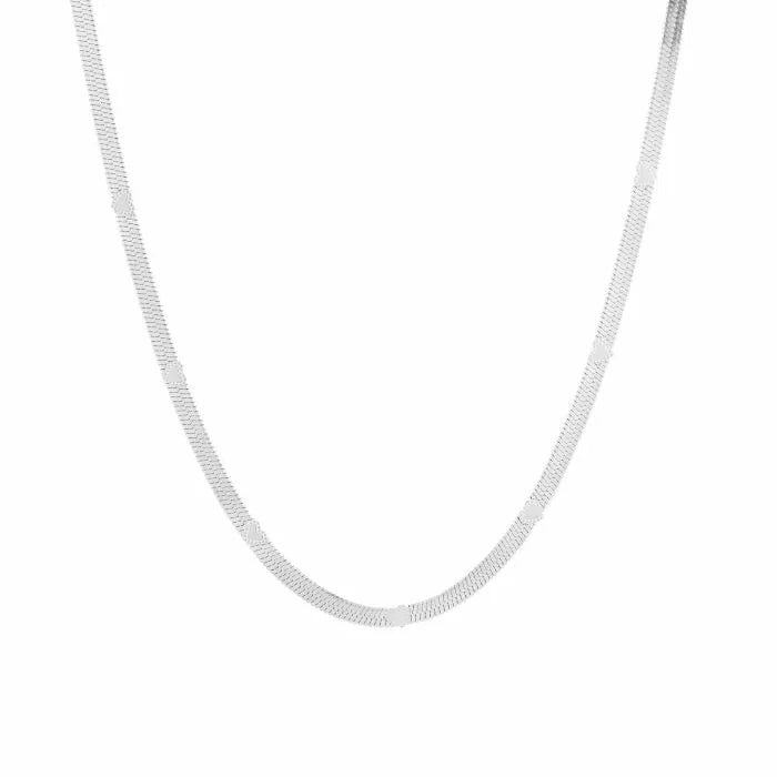 Snake ketting met hartjes - zilver