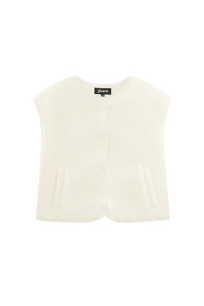 Fluffy Teddy gilet - gebroken wit