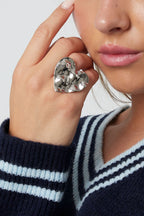 Statement textured heart ring