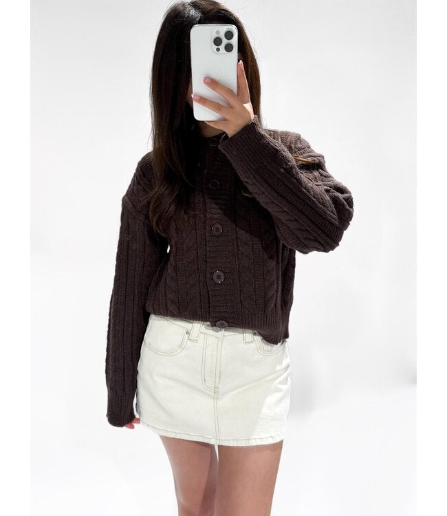 June chunky cable cardigan - brown