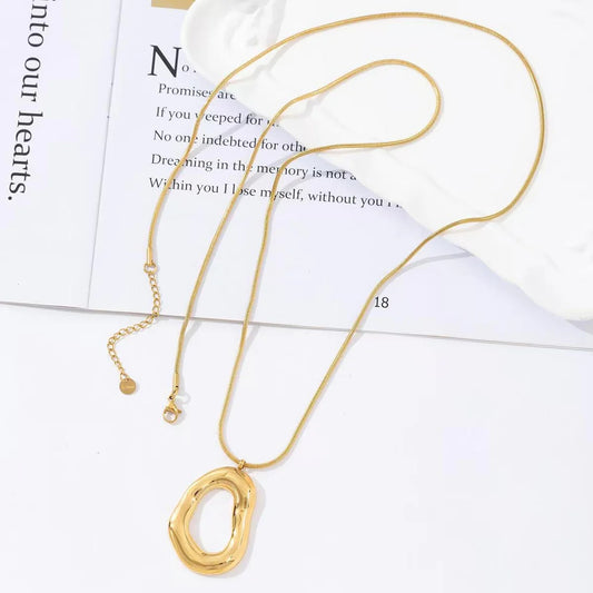 Open ovale lange ketting - goud