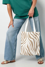 Canvas shopper zebraprint - beige
