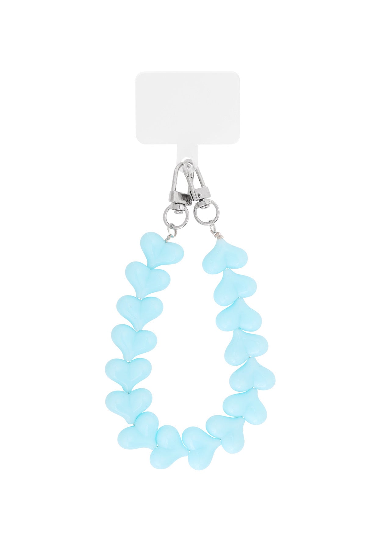 Telefoon koord hartjes - zilver blauw