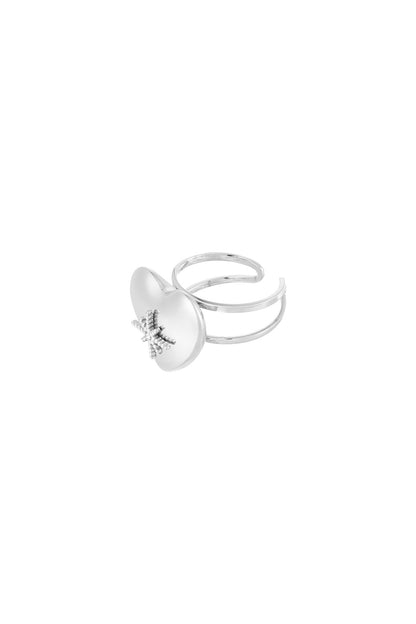 Groot hart met stenen ring - zilver