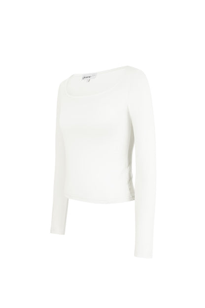 Everyday fit longsleeve lage hals - wit