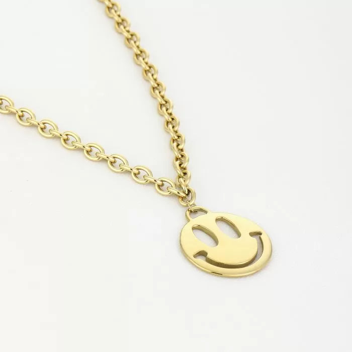 Happy face ketting - goud