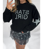 Star girl sweater - black