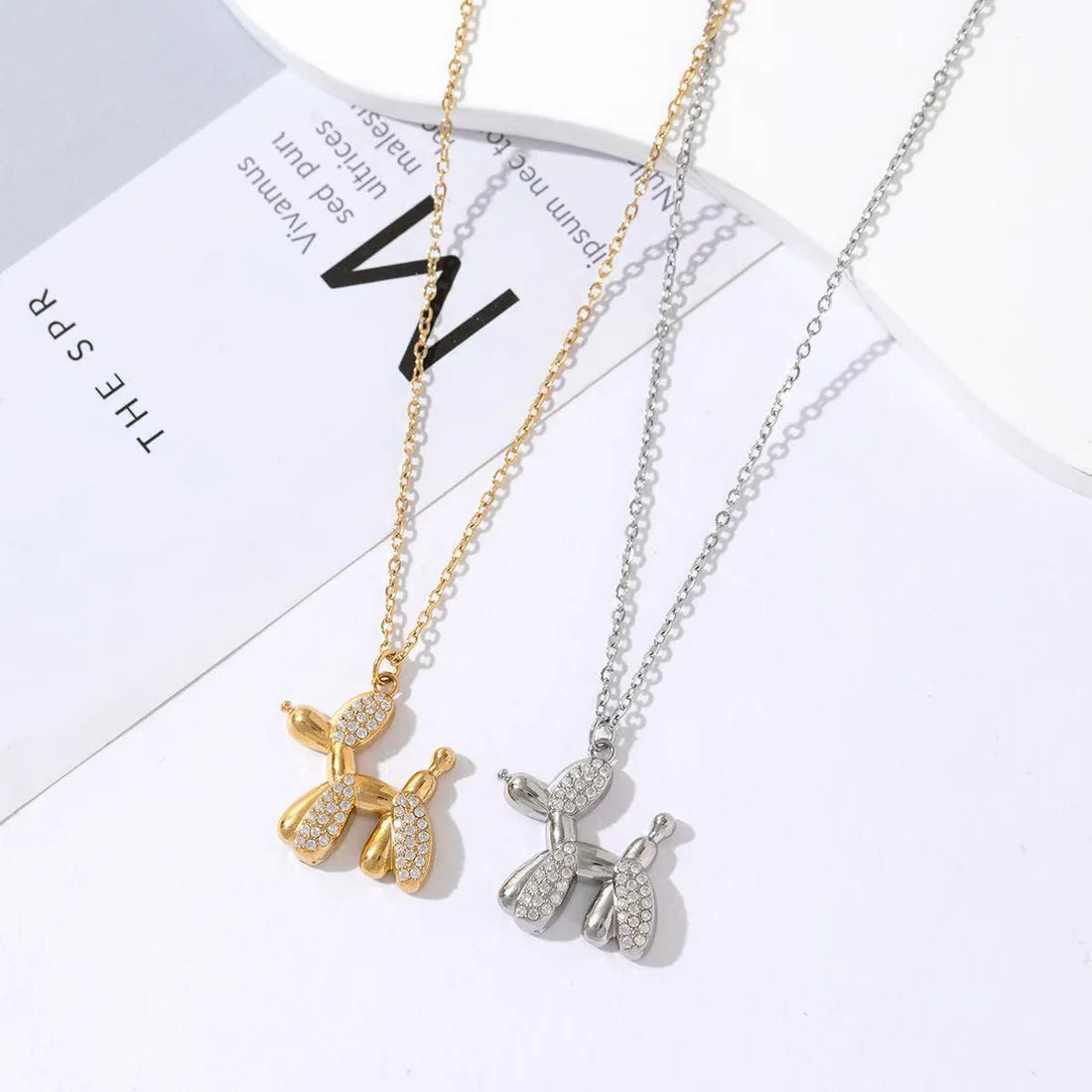 Strassy dog ketting - goud