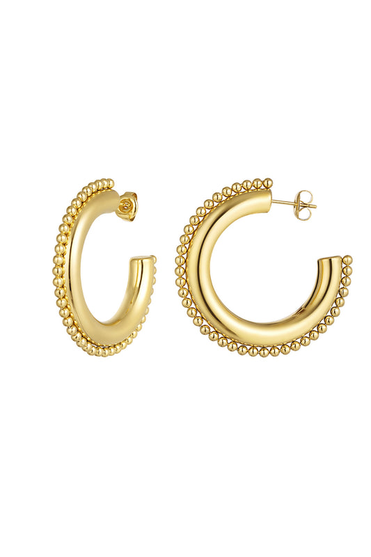Rond met dots oorbellen- goud