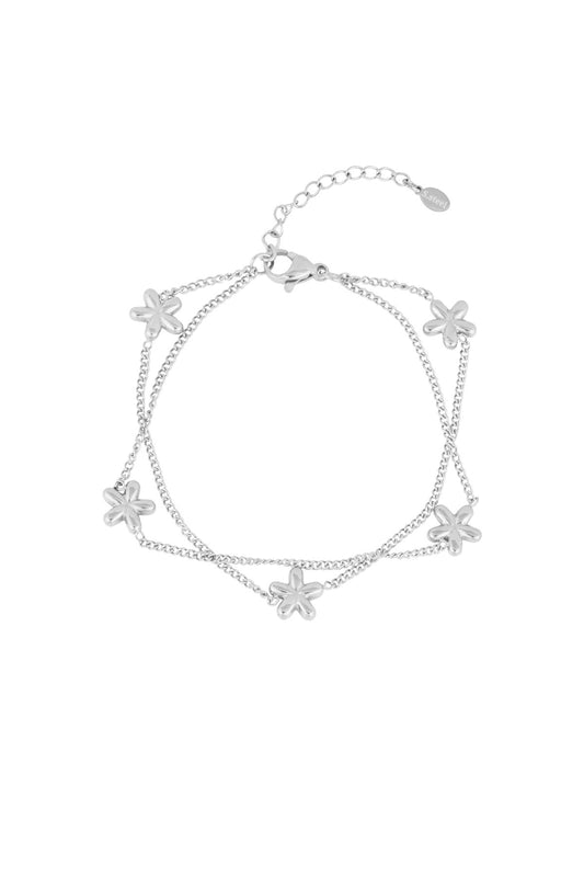 Flower bomb armband - zilver