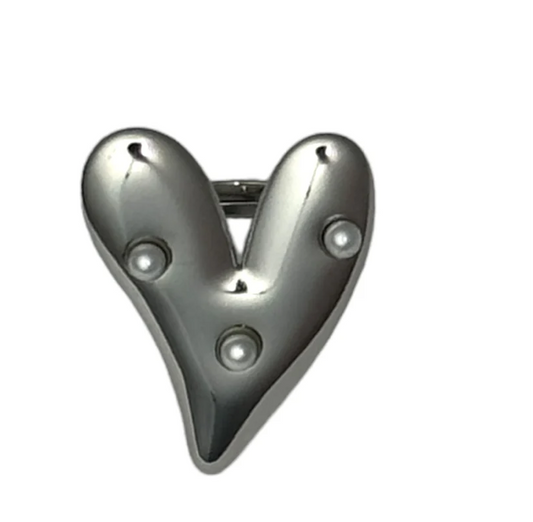 Hartjes parel ring - zilver
