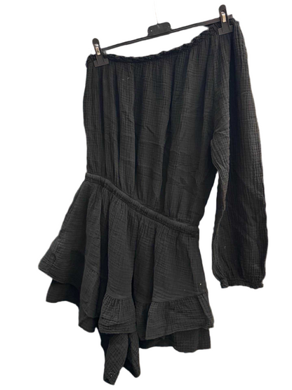 One shoulder playsuit - zwart