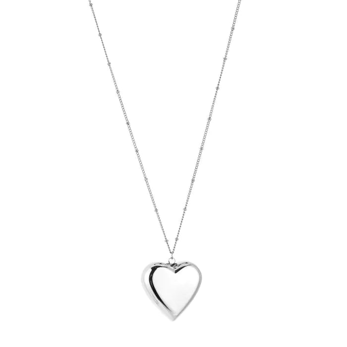 Lange ketting met hart - zilver