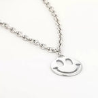 Happy face ketting - zilver
