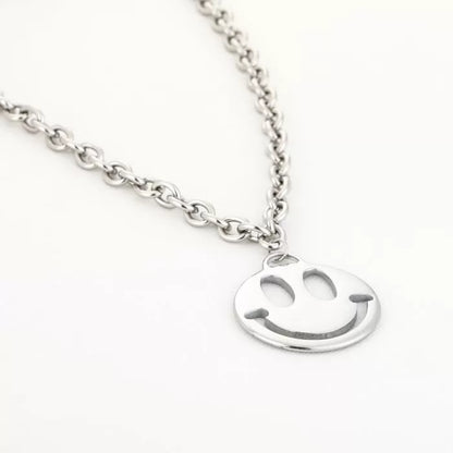 Happy face ketting - zilver