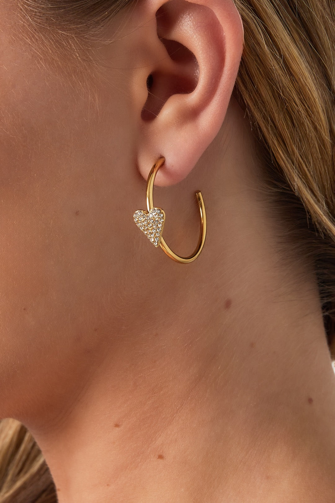 Hartvormige hoepeloorbellen - goud